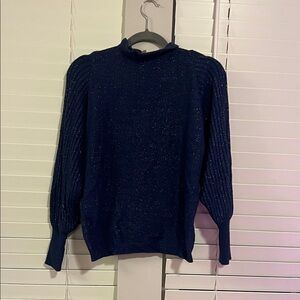 Nanette Lepore Sparkling Navy Turtleneck Sweater